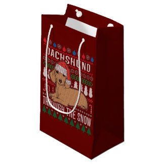 Dachshund door de sneeuw Ugly met kerst Klein Cadeauzakje