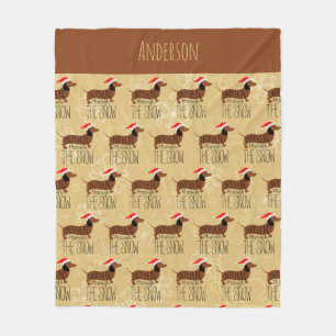 Dachshund door de sneeuwvloerwand fleece deken