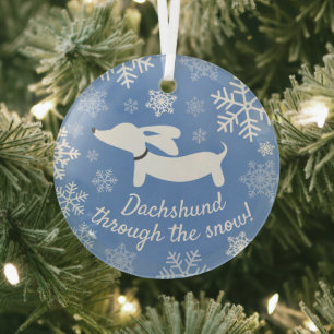 Dachshund door het Ornament van de sneeuwkerstboom