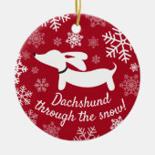 Dachshund door het Ornament van de sneeuwkerstboom (Voorkant)