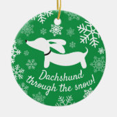 Dachshund door het Ornament van de sneeuwkerstboom (Voorkant)