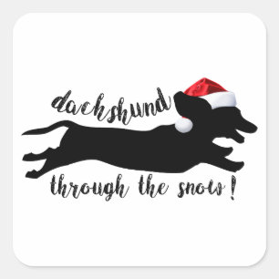 Dachshund door het sneeuwkerstVakantie Vierkante Sticker