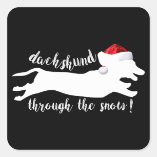 Dachshund door het sneeuwkerstVakantie Vierkante Sticker