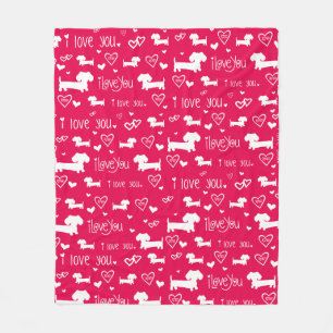 Dachshund Doxie Valentijnsdag Hearts Blanket Fleece Deken