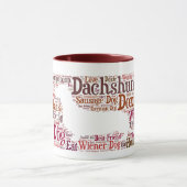 Dachshund Doxie Word Cloud Coffee Mok in Red Brown (Midden)