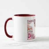 Dachshund Doxie Word Cloud Coffee Mok in Red Brown (Links)