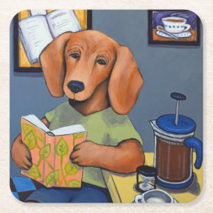 Dachshund Drink koffie-onderzetter Vierkante Kartonnen Onderzetter