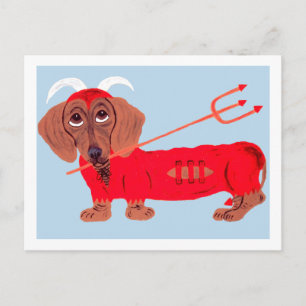Dachshund Duivel Briefkaart
