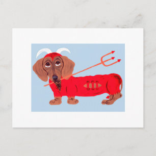 Dachshund Duivel Feestdagenkaart