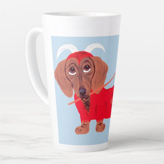 Dachshund Duivel Latte Mok (Linkerhoek)