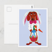 Dachshund Easter Bunny Briefkaart (Voorkant / Achterkant)