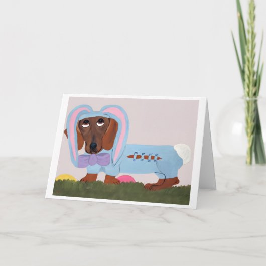 Dachshund Easter Bunny Card Kaart (Voorkant)