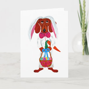 Dachshund Easter Bunny Feestdagen Kaart
