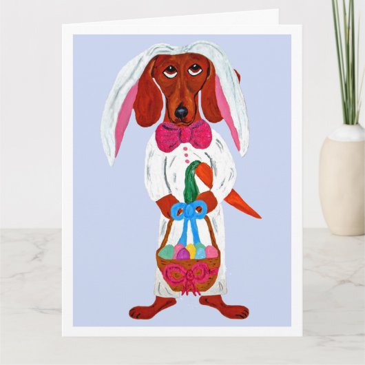 Dachshund Easter Bunny Kaart (Voorkant)