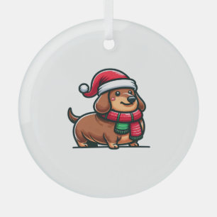 Dachshund Elegantie Kerstmis Anticipatie Classic Glas Ornament