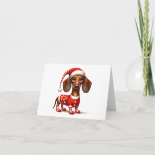 DACHSHUND ELF CHRISTMAS CARTE