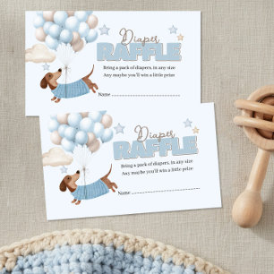 Dachshund en Ballonnen Blauwe Luier Raffle Informatiekaartje
