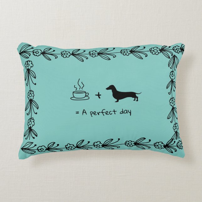 Dachshund en Coffee Lover Sierkussen Accent Kussen (Voorkant)