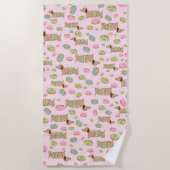 Dachshund en Donuts Beach Handdoek Zwembad Side (Voorkant)