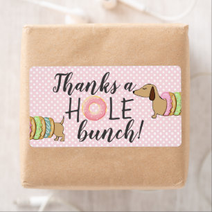 Dachshund en Donuts Party Bedankt a Hole Etiket
