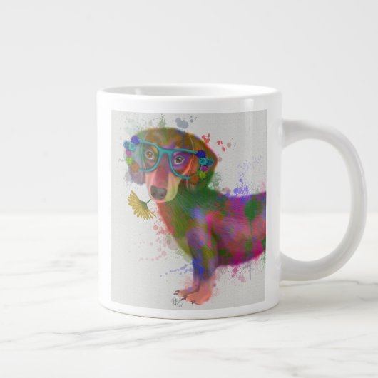 Dachshund en Glasses Rainbow Splash Extra Grote Beker (Rechts)