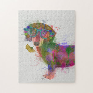 Dachshund en Glasses Rainbow Splash Legpuzzel