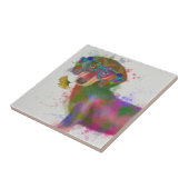 Dachshund en Glasses Rainbow Splash Tegeltje (Zijkant)