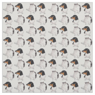 Dachshund- en Japanse Bobtail Fabric-afdrukken Stof