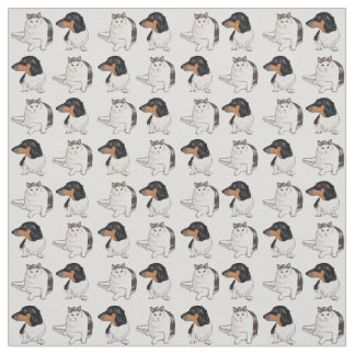 Dachshund- en Japanse Bobtail Fabric-afdrukken Stof