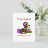 Dachshund en kerstverlichting feestdagenkaart (Staand voorkant)