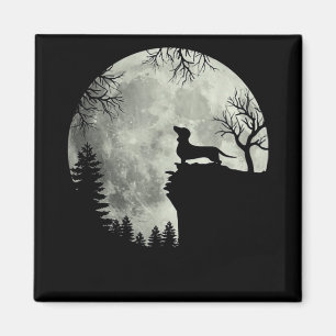 Dachshund en Moon Halloween Magneet