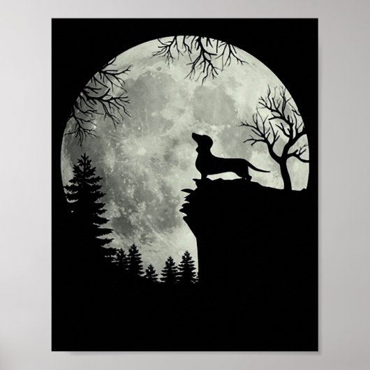 Dachshund en Moon Halloween Poster (Voorkant)
