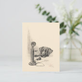 Dachshund en telefoon briefkaart (Staand voorkant)