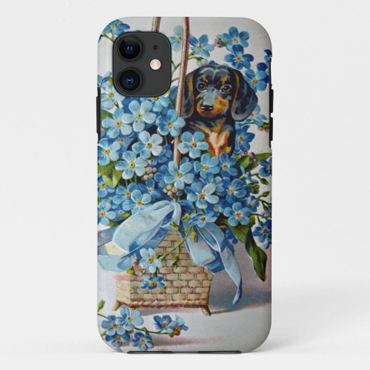 Dachshund en Vergeet-me-Nots Case-Mate iPhone Case (Achterkant)