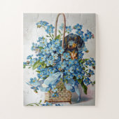 Dachshund en Vergeet-Me-Nots Jigsaw Puzzel (Verticaal)