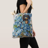Dachshund en Vergeet-me-Nots Tote Bag (Dichtbij)