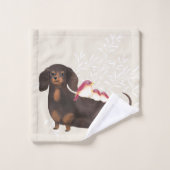 Dachshund- en vogelfamilie bad handdoek (Wasdoekje)
