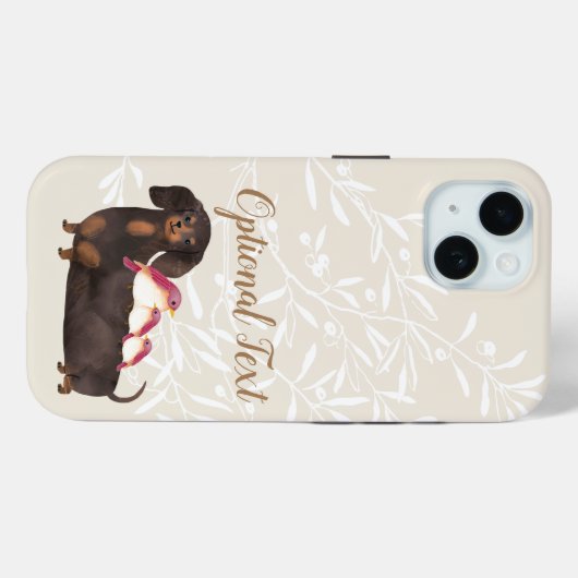 Dachshund- en vogelfamilie Case-Mate iPhone case (Achterkant (horizontaal))