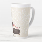 Dachshund- en vogelfamilie latte mok (Rechterhoek)