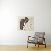 Dachshund- en vogelfamilie wandkleed (In Situ (horizontaal))