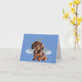 Dachshund engel verlies van huisdier kaart (Gele Bloem)