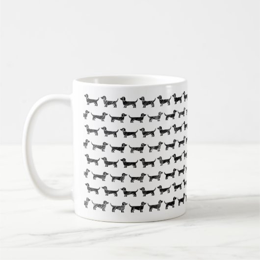 Dachshund Esquisse Conception Mug (Gauche)