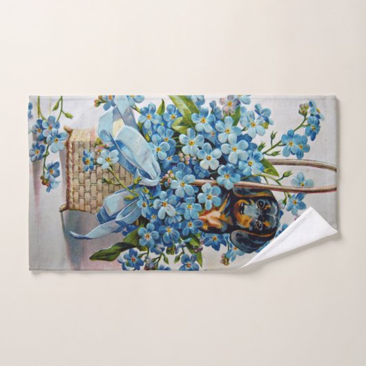 Dachshund et Forget-Me-Nots (Serviette à main)