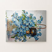 Dachshund et Forget-Me-Nots Jigsaw Puzzle (Horizontal)
