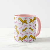 Dachshund et Pink Bows Mug (Devant droit)