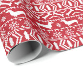 Dachshund Fair Isle kerstcadeautje Cadeaupapier (Rol Hoek)