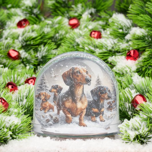 DACHSHUND FAMILY SNOW GLOBE (Noël)