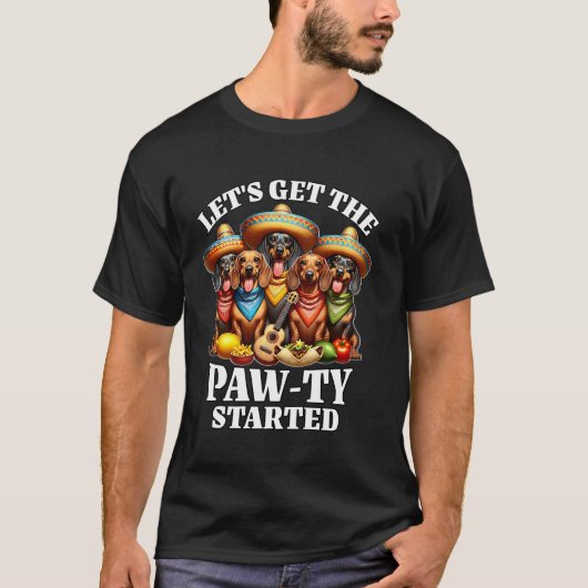 Dachshund Feestje Cinco Dachshund De Mayo T-shirt (Voorkant)