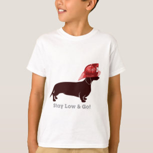 Dachshund Firefighter "Blijf laag" T-shirt