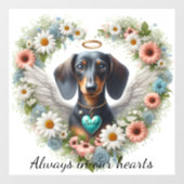 Dachshund Floral Heart Raamsticker (Vel)